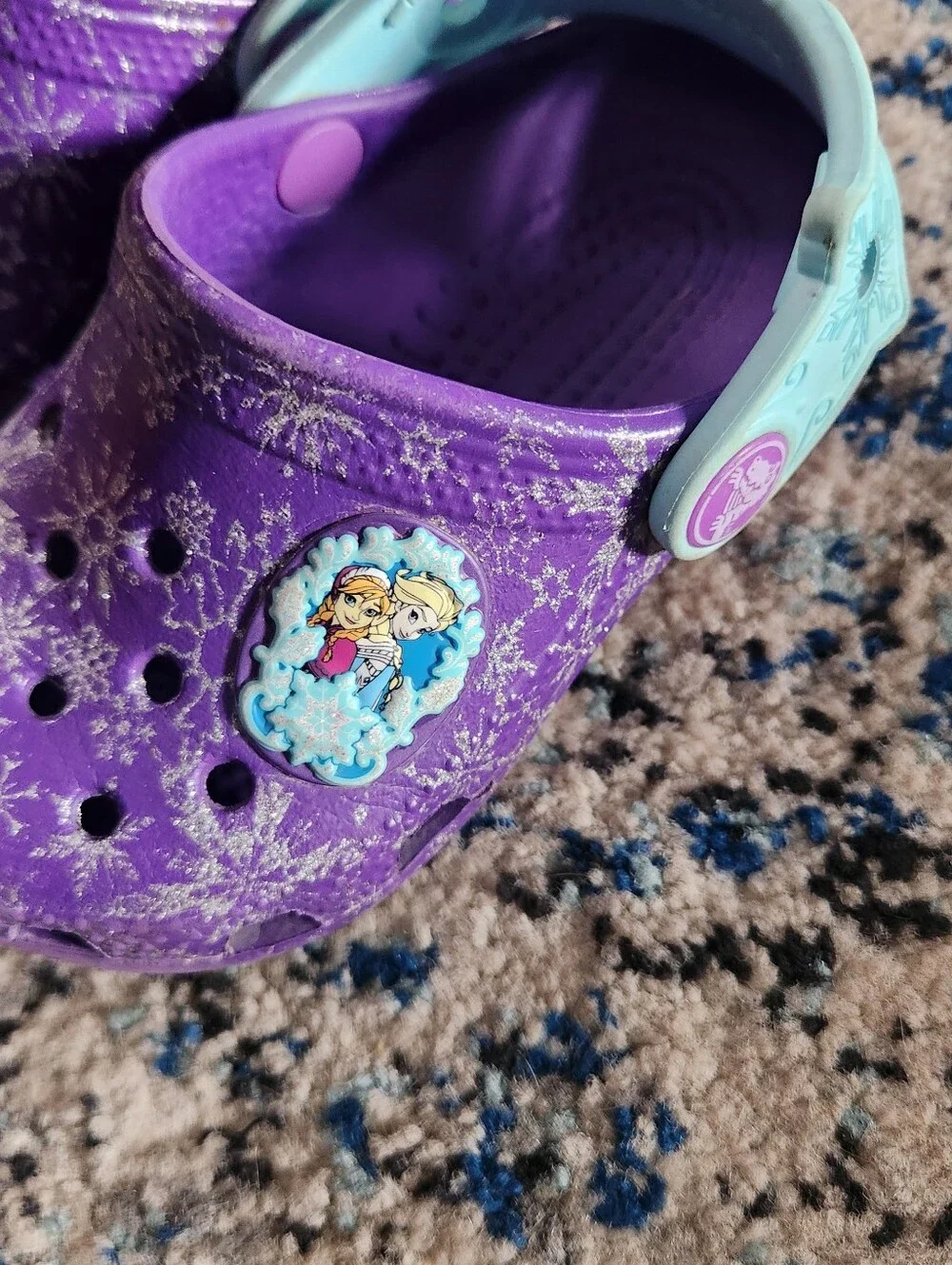 Kids Purple Snowflake Crocs Frozen Elsa Anna Princess